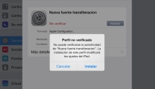 Importación de un nuevo perfil del Apple Configurator en iPad